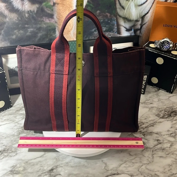 HERMES PM CANVAS TOTE BAG HAND STITCHED IN FRANCE - Picture 13 of 16